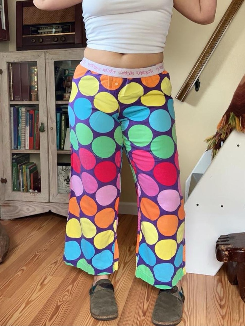 Vintage Y2K Victoria’s Secret Multicolored Polka dot Pajama Pants Elastic Medium